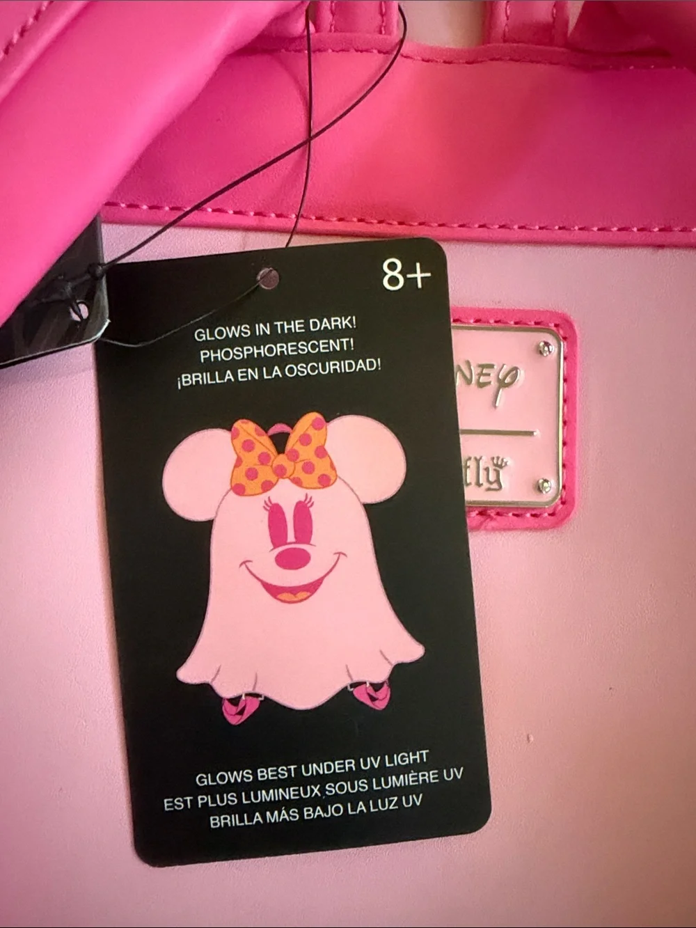 Loungefly Disney Minnie Mouse Pink Ghost Glow-In-The-Dark Mini Backpack NWT